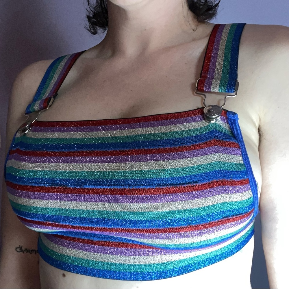 Dolls Kills Rainbow Overall Crop Top